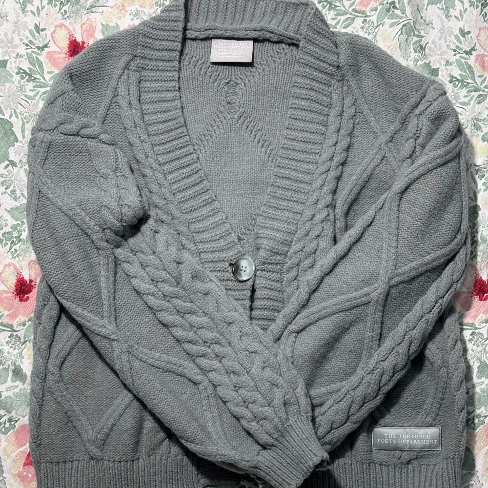 Taylor Swift The Tortured Poets Department Gray Cardigan TTPD Size XS/S